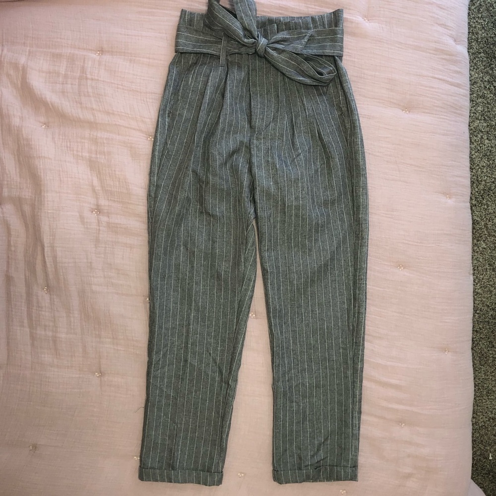 white and gray striped pants!